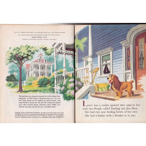 Walt Disneys Lady Little Golden Book 1954 D42 25¢ Cover Lady & the Tramp Tie-In - Picture 3 of 5